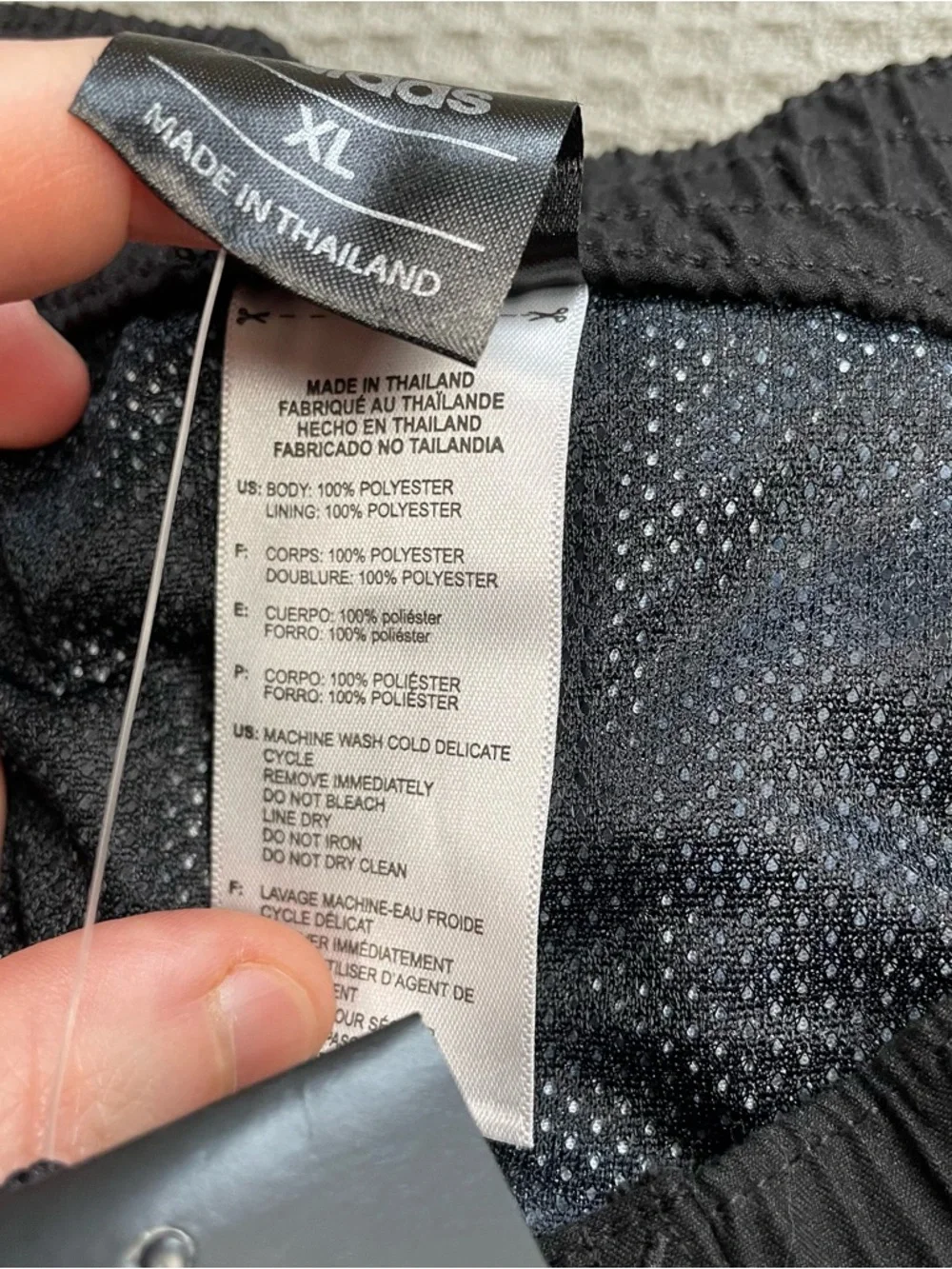 New Adidas Swim Trunks XL Boys Youth Blue Black Wave Pattern With Liner